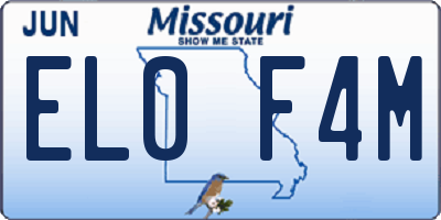MO license plate EL0F4M