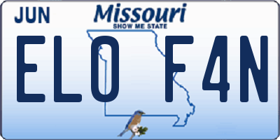 MO license plate EL0F4N
