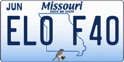 MO license plate EL0F4O