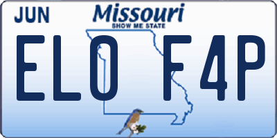 MO license plate EL0F4P