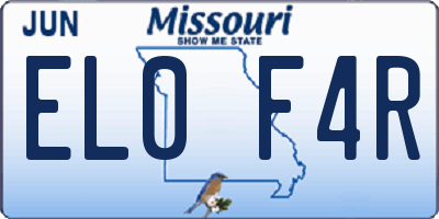 MO license plate EL0F4R