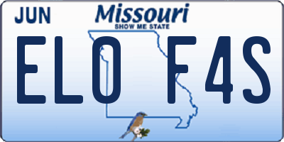 MO license plate EL0F4S