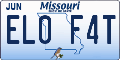 MO license plate EL0F4T
