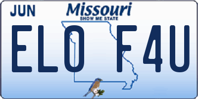 MO license plate EL0F4U
