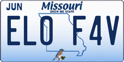 MO license plate EL0F4V
