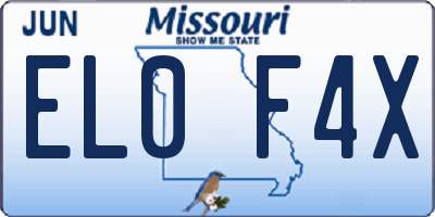 MO license plate EL0F4X