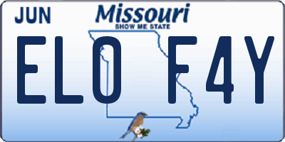 MO license plate EL0F4Y