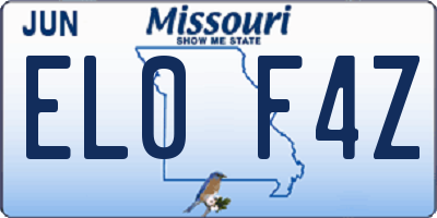 MO license plate EL0F4Z