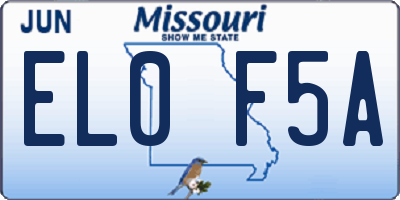 MO license plate EL0F5A