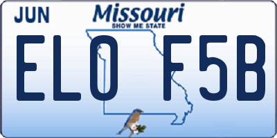 MO license plate EL0F5B