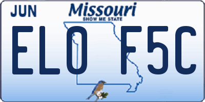 MO license plate EL0F5C