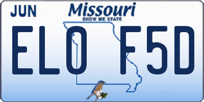 MO license plate EL0F5D