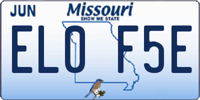 MO license plate EL0F5E