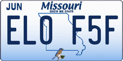 MO license plate EL0F5F
