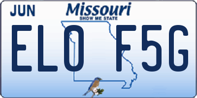 MO license plate EL0F5G