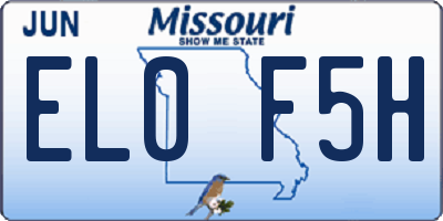 MO license plate EL0F5H