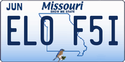 MO license plate EL0F5I