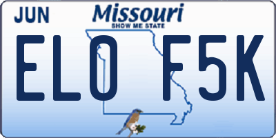MO license plate EL0F5K