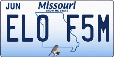 MO license plate EL0F5M