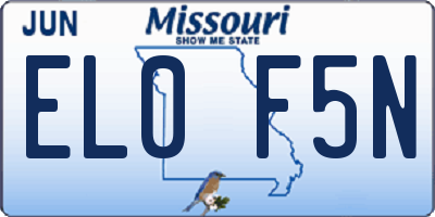 MO license plate EL0F5N