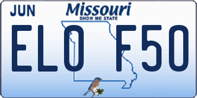 MO license plate EL0F5O