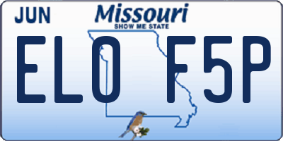 MO license plate EL0F5P