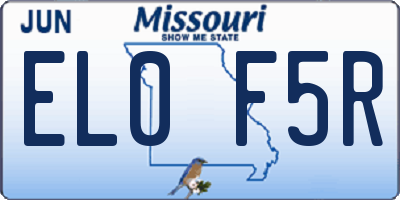 MO license plate EL0F5R