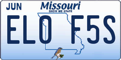 MO license plate EL0F5S