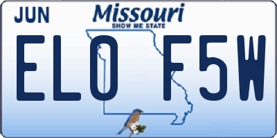MO license plate EL0F5W