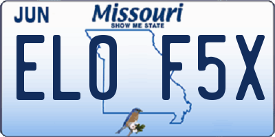 MO license plate EL0F5X