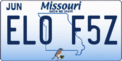 MO license plate EL0F5Z