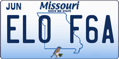 MO license plate EL0F6A