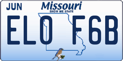 MO license plate EL0F6B
