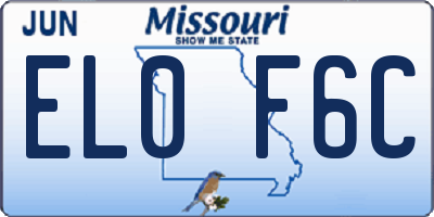 MO license plate EL0F6C
