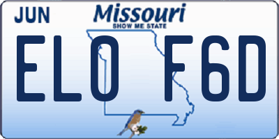 MO license plate EL0F6D