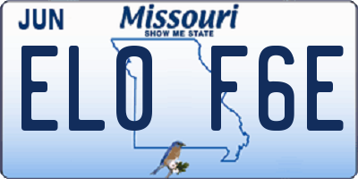 MO license plate EL0F6E