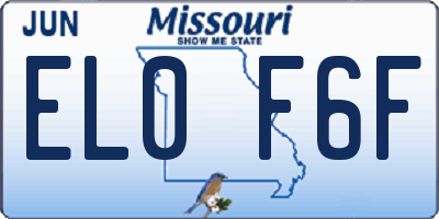 MO license plate EL0F6F
