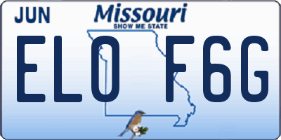 MO license plate EL0F6G