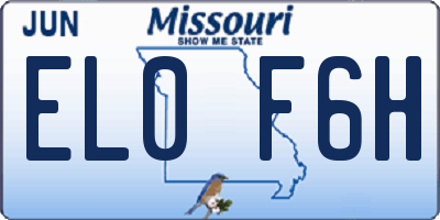 MO license plate EL0F6H