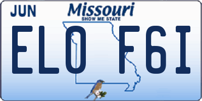 MO license plate EL0F6I