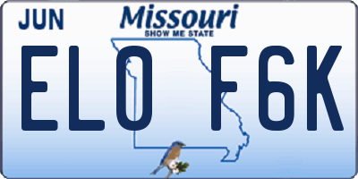 MO license plate EL0F6K