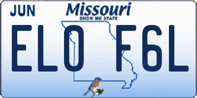 MO license plate EL0F6L