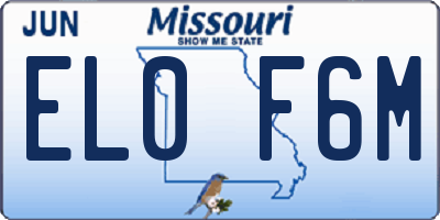 MO license plate EL0F6M