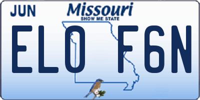 MO license plate EL0F6N
