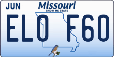 MO license plate EL0F6O