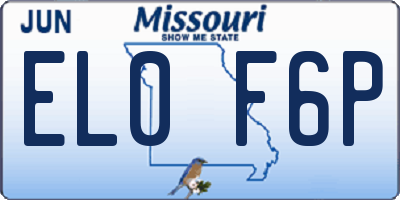 MO license plate EL0F6P