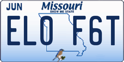 MO license plate EL0F6T