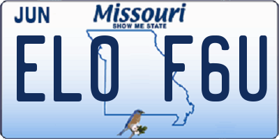 MO license plate EL0F6U