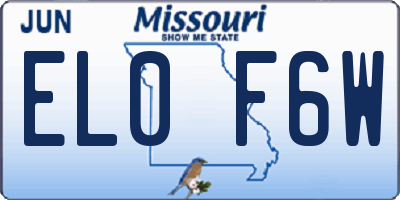 MO license plate EL0F6W