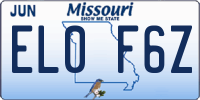 MO license plate EL0F6Z